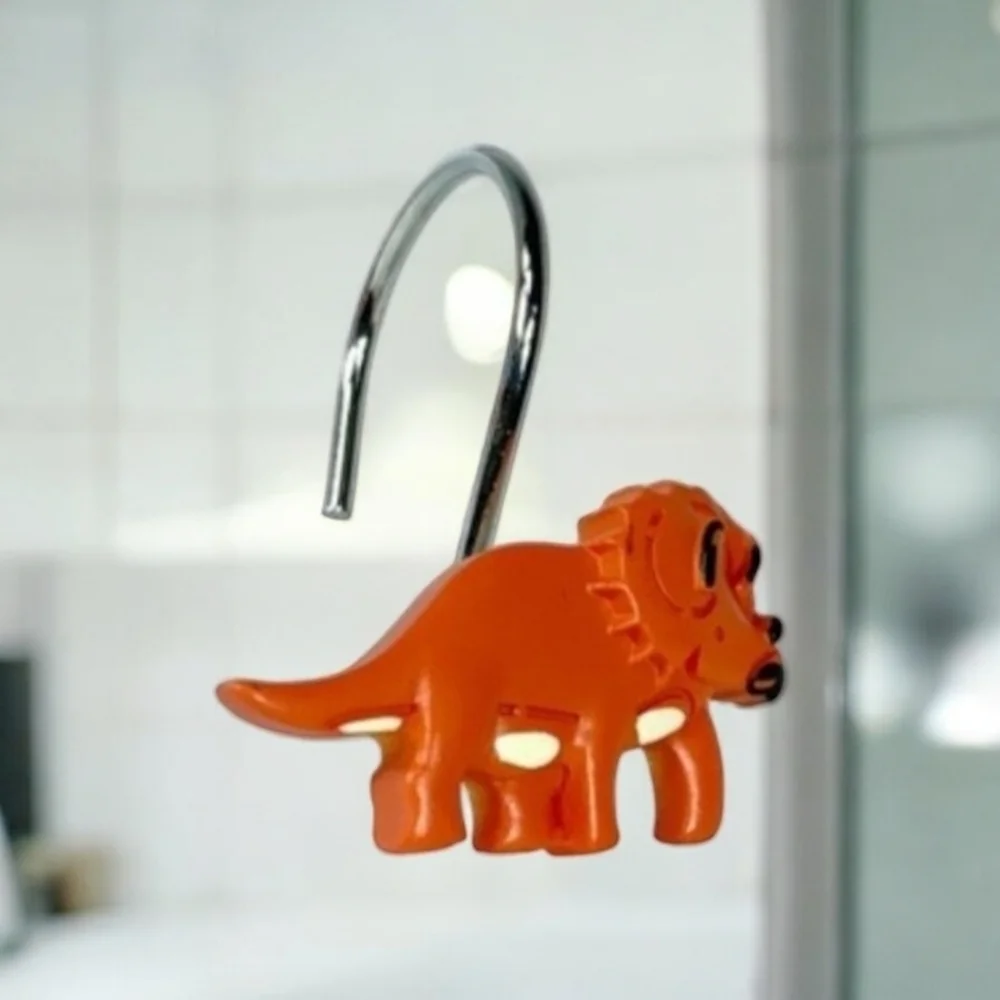 NWT Matt & Maddie Dinosaur 12 Shower Curtain Hooks & Toothbrush Holder Resin T05